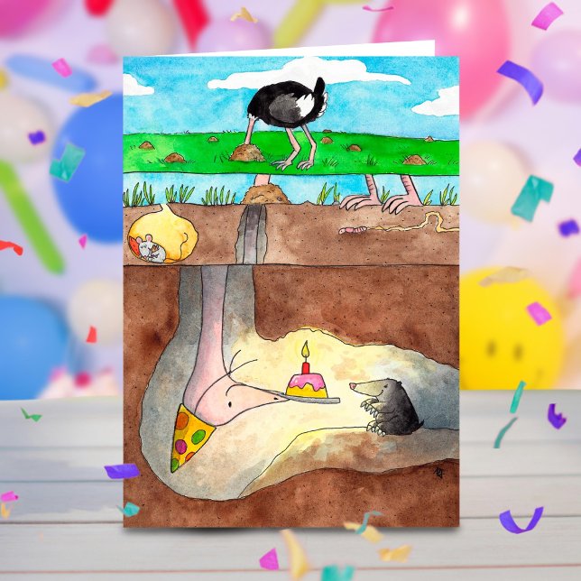 Ostrich Happy Birthday greeting card by N. Janes (Creator Uploaded)