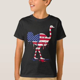 Ostrich Ice Cream Drip American USA Flag 4th of T-Shirt
