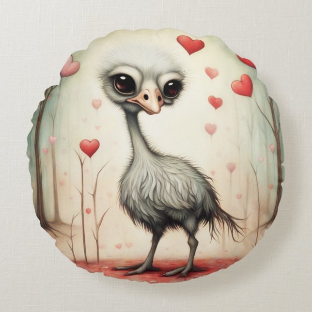 Ostrich Love 2 Round Cushion (Front)