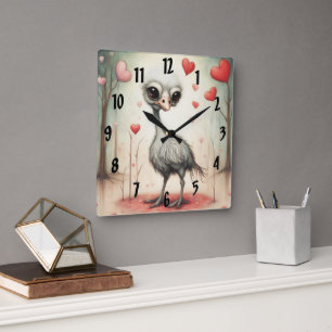 Ostrich Love 2 Square Wall Clock
