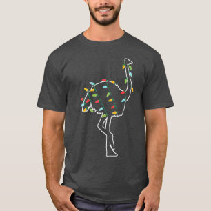 Ostrich Lover Christmas Tree Light Pajama Xmas Gif T-Shirt