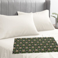 Ostrich Pink Flowers Olive Green Art Deco