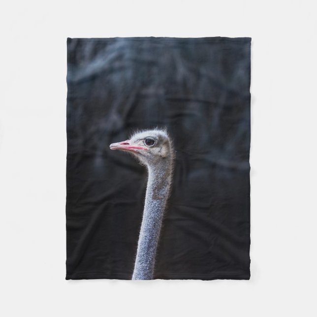 ostrich portrait  fleece blanket (Front)