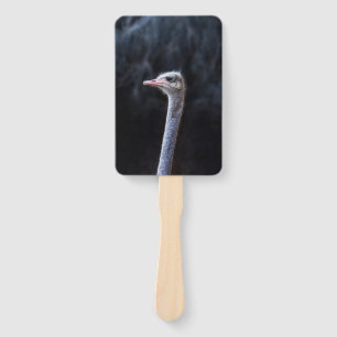 ostrich portrait hand fan