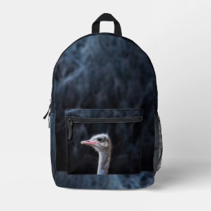 ostrich portrait  printed backpack