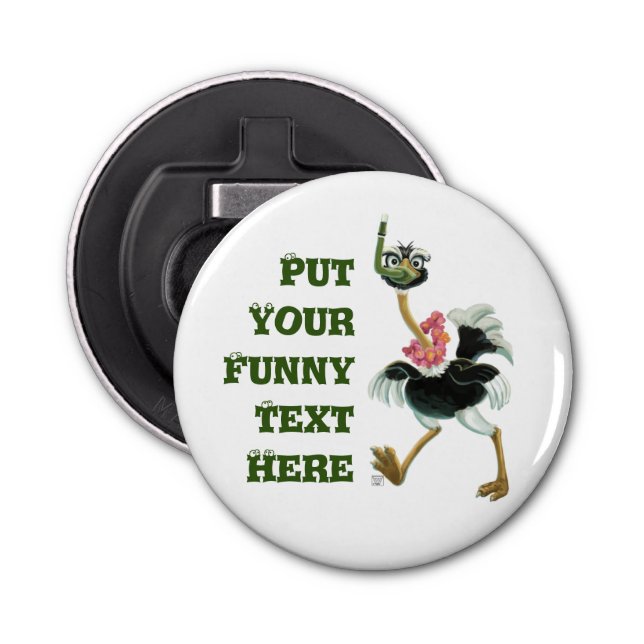 Ostrich Race in the Swamp Bottle Opener (Front)