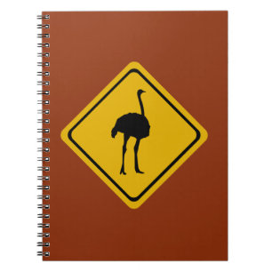 ostrich road sign spiral notebook