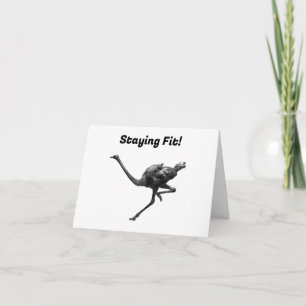 Ostrich Running Cool Athlete Animal Art Card