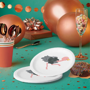 Ostrich Running Paper Plate