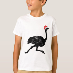 Ostrich Santa Hat - Christmas Pajama T-Shirt