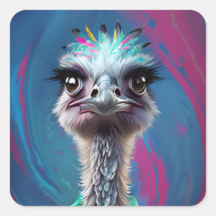 Ostrich themed  square sticker