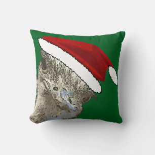 Ostrich Wearing Santa Hat Christmas Zoo Animal Cushion