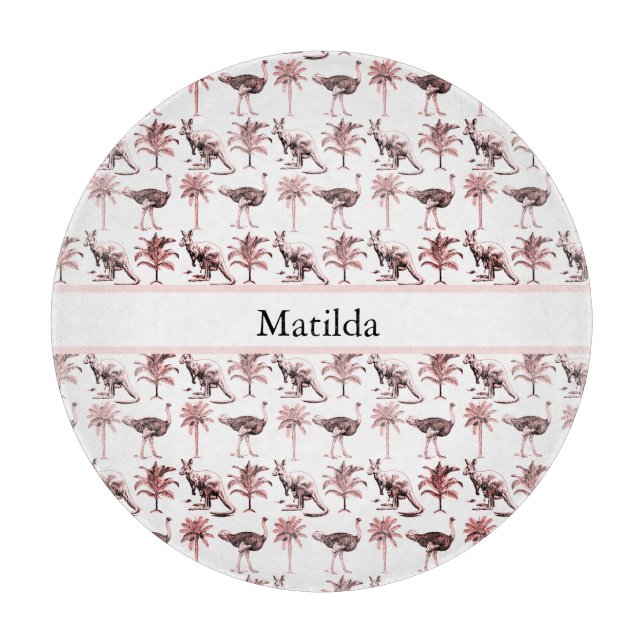 Ostriches and kangaroos, customisable  cutting board (Front)
