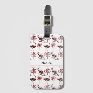 Ostriches and kangaroos, customisable  luggage tag