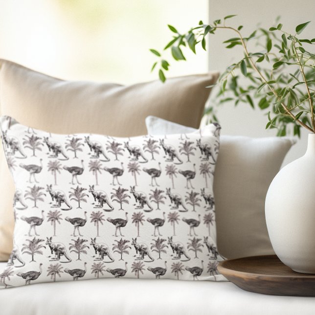 Ostriches and kangaroos  decorative cushion (Creator Uploaded)