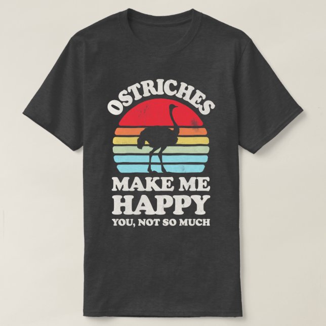 Ostriches Make Me Happy Sunset Retro for Men Women T-Shirt (Design Front)