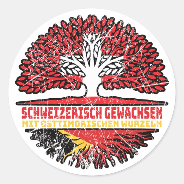 Osttimor Osttimorisch Schweizer Schweiz Baum Classic Round Sticker (Front)