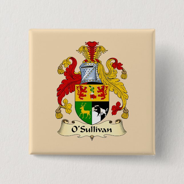 O'Sullivan Family Coat of Arms Button  (Front)