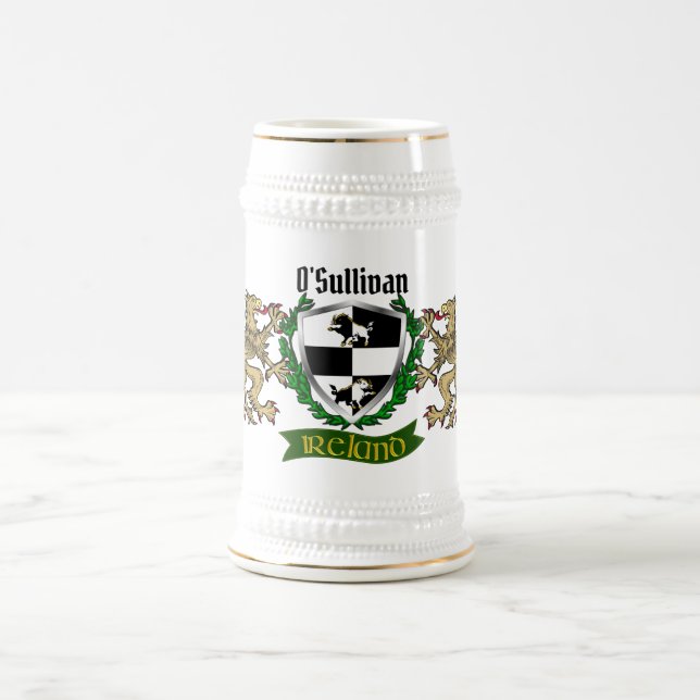 O'Sullivan/Sullivan Irish Shield Personalised Beer Stein (Center)