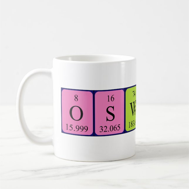 Oswaldo periodic table name mug (Left)