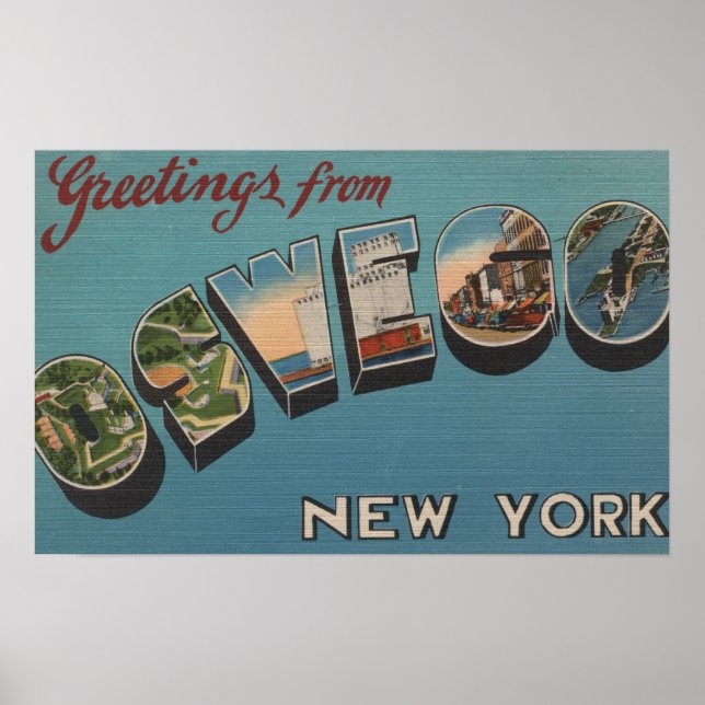 Oswego, New York - Large Letter Scenes Poster (Front)
