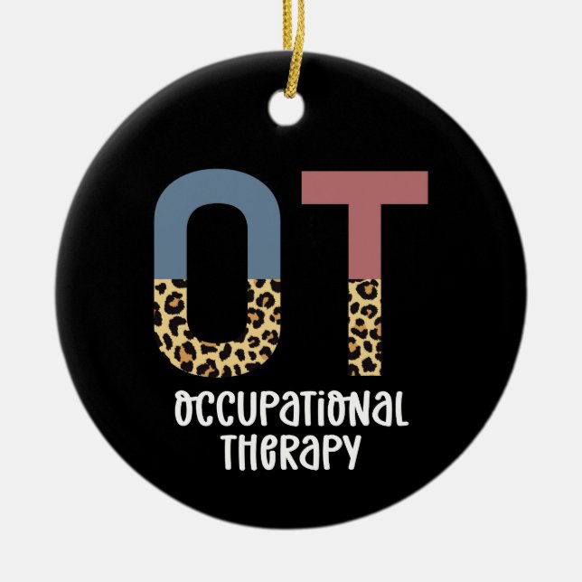 OT Occupational Therapy Future OT Cheetah print Ceramic Tree Decoration (Front)