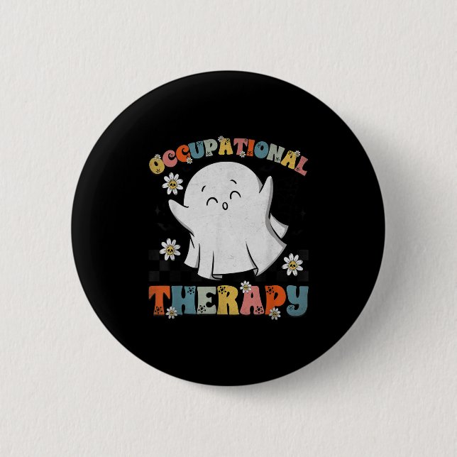 Ot Occupational Therapy Halloween Retro Ghost Ot H 6 Cm Round Badge (Front)