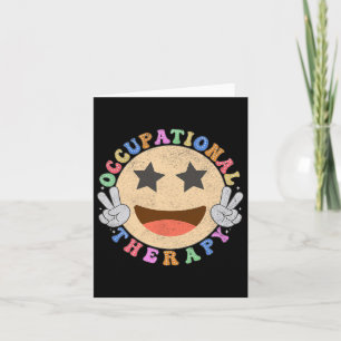 Ot Occupational Therapy Hippie Smile Face Flowers  Card
