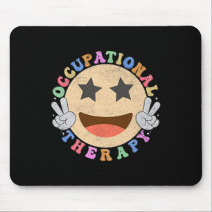 Ot Occupational Therapy Hippie Smile Face Flowers Mouse Pad