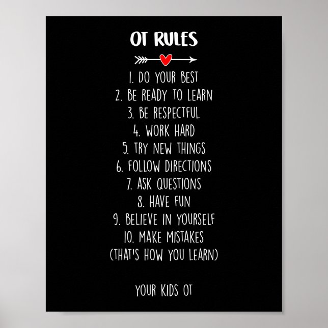 OT Rules | Occupational Therapist Poster (Front)