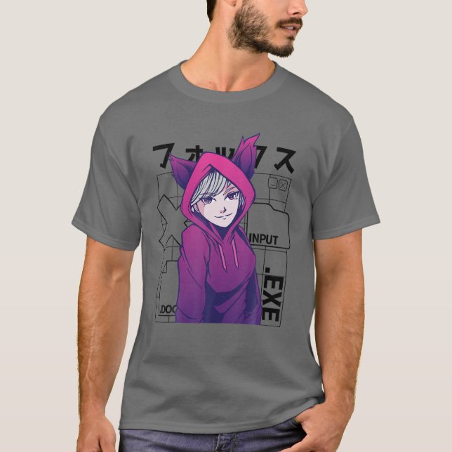 Otaku 90S Cute Anime Girl With Fox Ears Japan Cult T-Shirt (Front)
