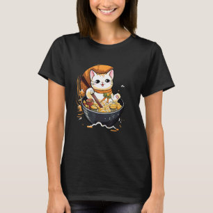 Otaku Cat Eat Japanese Ramen Noodles 6 T-Shirt