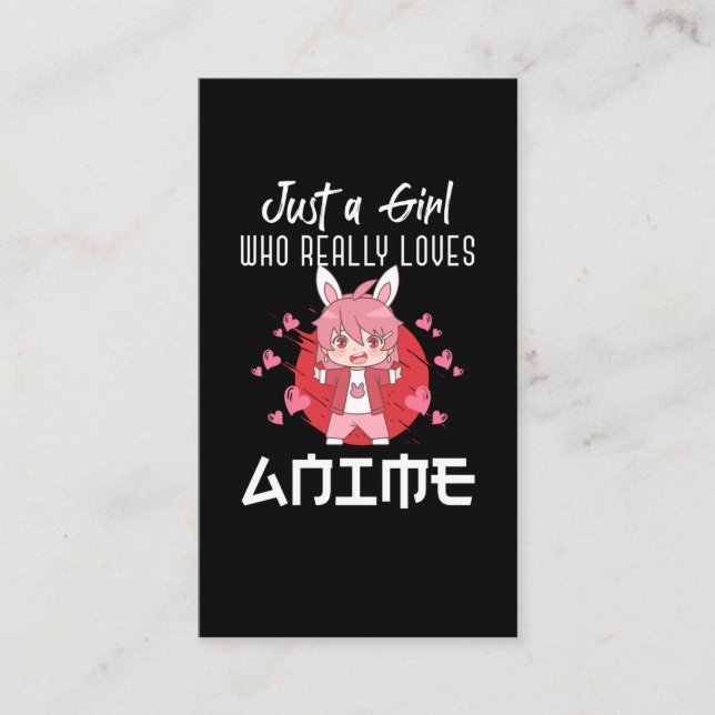Otaku Girl loves Anime Manga Japanese Comic Fan Business Card (Front)