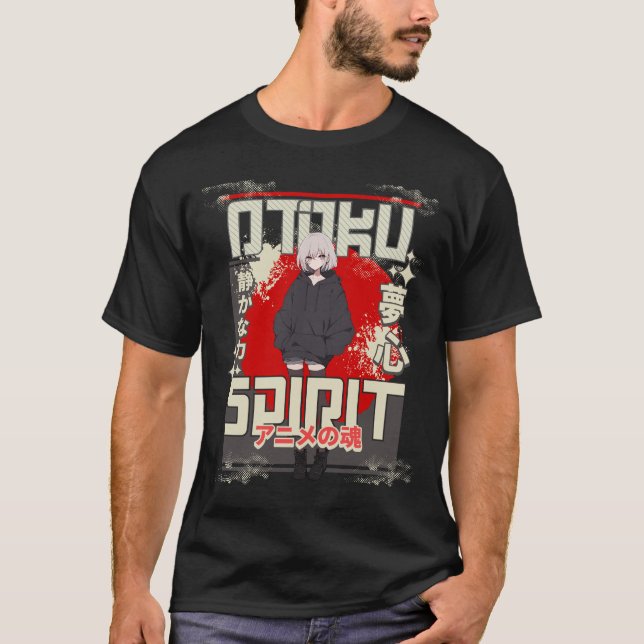 Otaku Spirit Anime Aesthetic Design T-Shirt (Front)