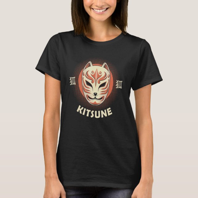 Otaku's Kitsune Mask Japanese Fox Traditional Japa T-Shirt (Front)
