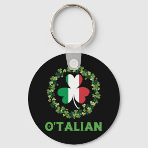 O'talian Italian Irish Saint Patricks Day Shamrock Key Ring