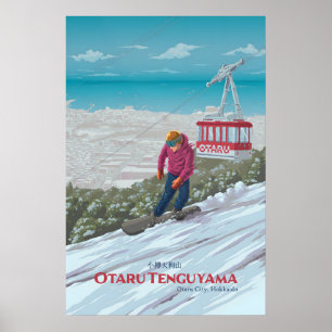 Otaru Tenguyama Japan Snowboarding Travel Poster