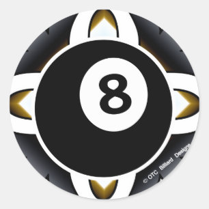 OTC Billiards 8 Ball Deco Classic Round Sticker