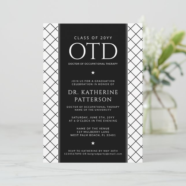 OTD Doctor of Occupational Therapy Graduation Invitation (Standing Front)