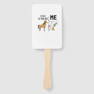 Other Unicorn 66 Year Olds Birthday And Me Gift Fo Hand Fan