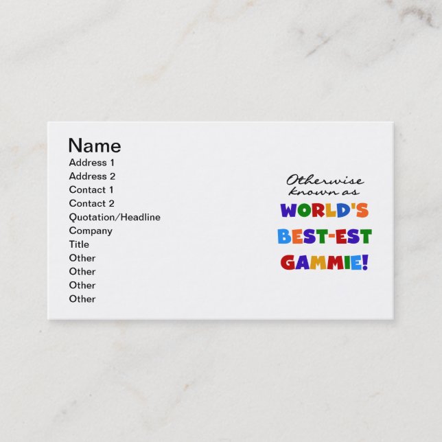 Otherwise Known as Best-est Gammie Tshirts Business Card (Front)