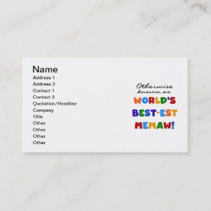 Otherwise Known as Best-est Memaw Tshirts Business Card