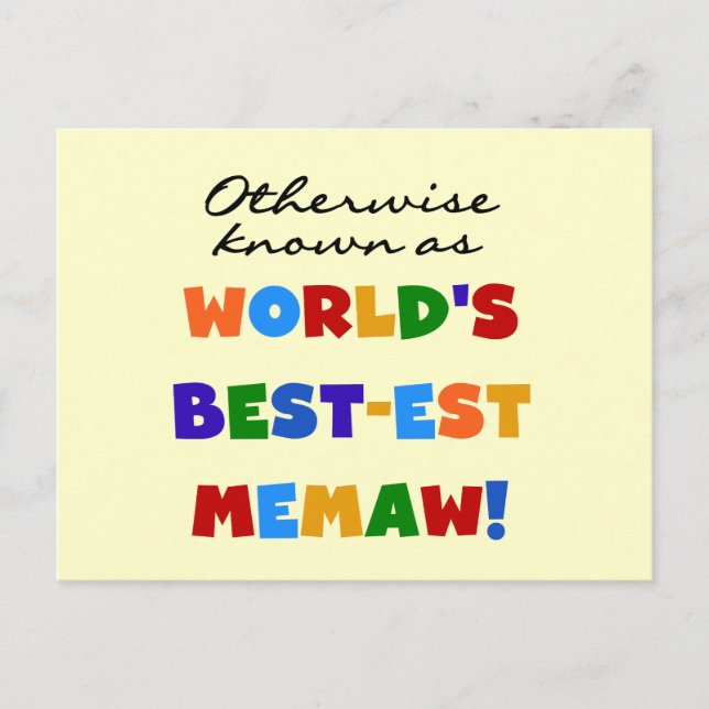 Otherwise Known as Best-est Memaw Tshirts Postcard (Front)