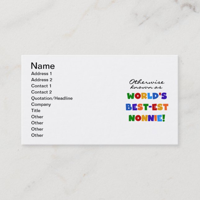 Otherwise Known as Best-est Nonnie Gifts Business Card (Front)