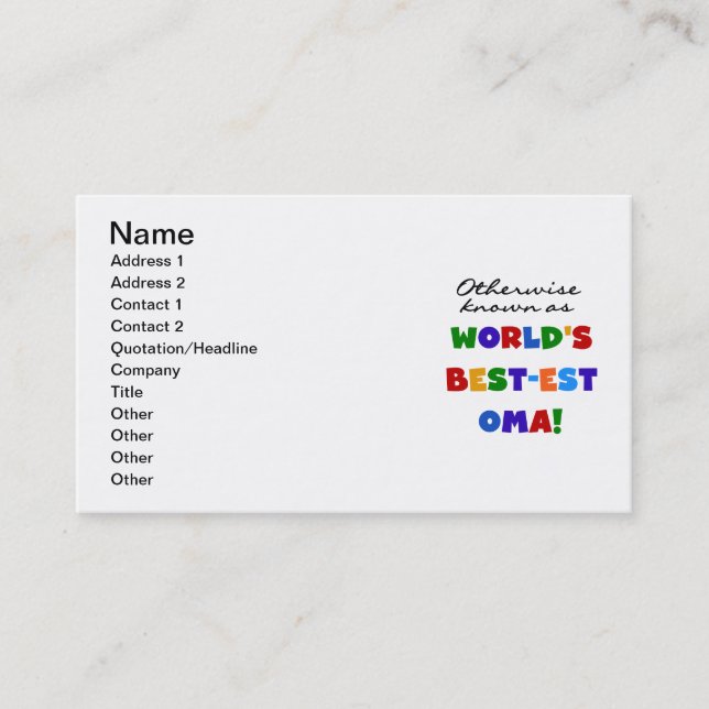 Otherwise Known as Best-est Oma Tshirts and Gifts Business Card (Front)
