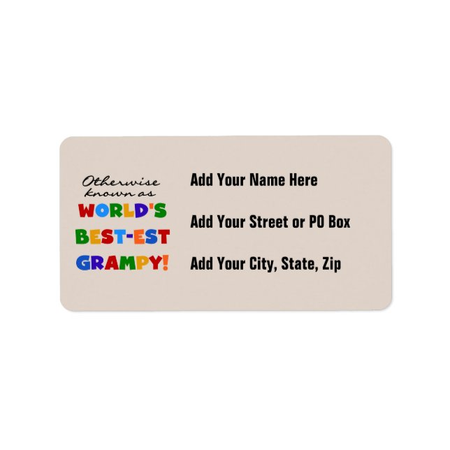 Otherwise Known as World's Best-est Grampy Gifts Label (Front)