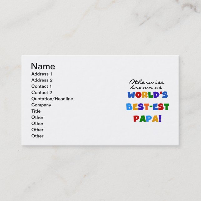 Otherwise Known Best-est Papa Tshirts and Gifts Business Card (Front)