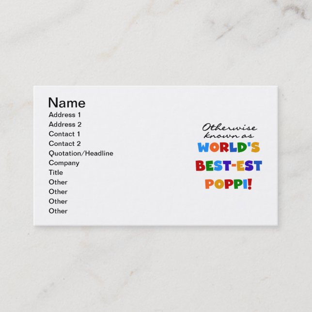 Otherwise Known Best-est Poppi T-shirts and Gifts Business Card (Front)