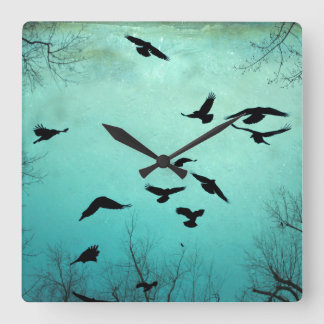 Otherworldly Blue Square Wall Clock