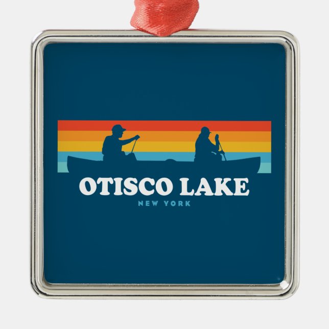Otisco Lake New York Canoe Metal Tree Decoration (Front)